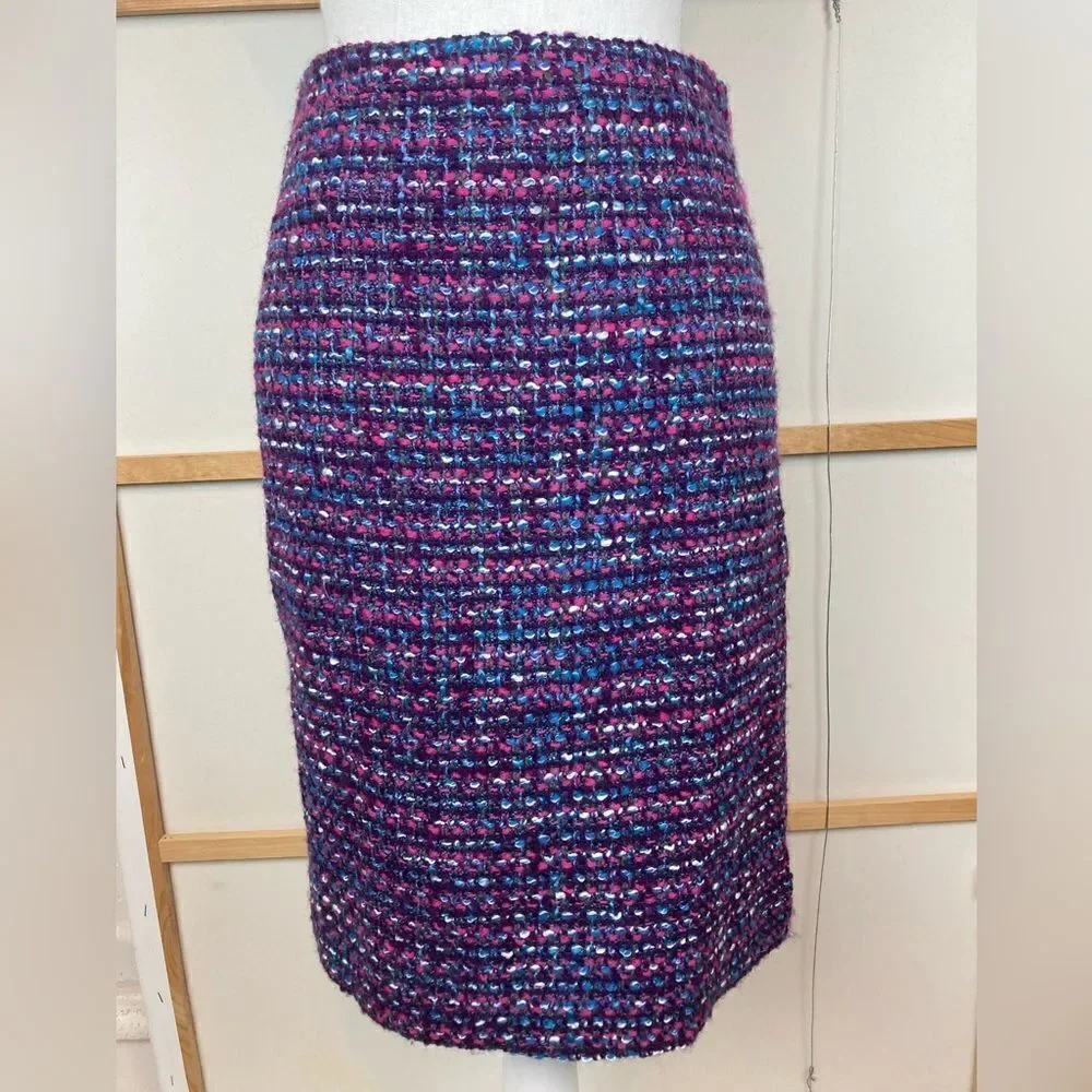 J.Crew No.2 Pencil high waisted lined wool Boucle tweed skirt
